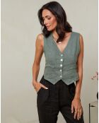 Gilet 100% Lin Lorie kaki