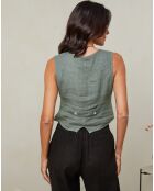 Gilet 100% Lin Lorie kaki