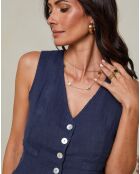 Gilet 100% Lin Lorie marine