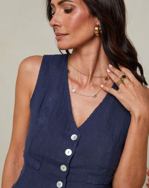 Gilet 100% Lin Lorie marine