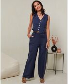 Gilet 100% Lin Lorie marine