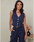 Gilet 100% Lin Lorie marine