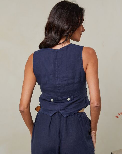 Gilet 100% Lin Lorie marine
