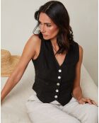 Gilet 100% Lin Lorie noir