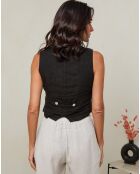 Gilet 100% Lin Lorie noir