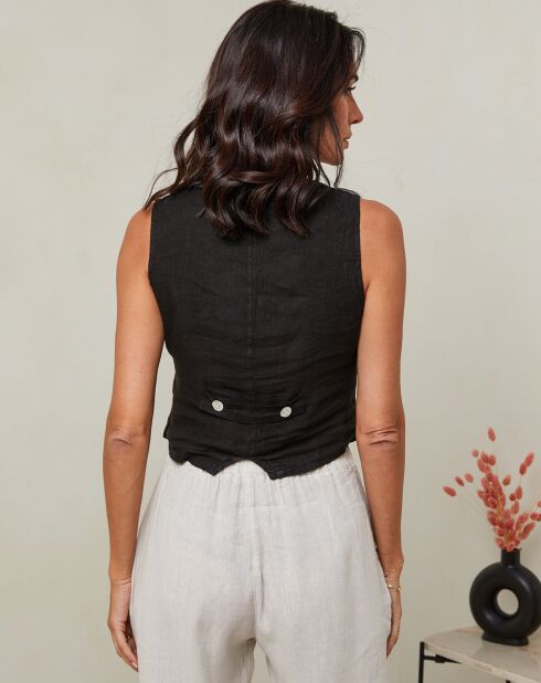 Gilet 100% Lin Lorie noir