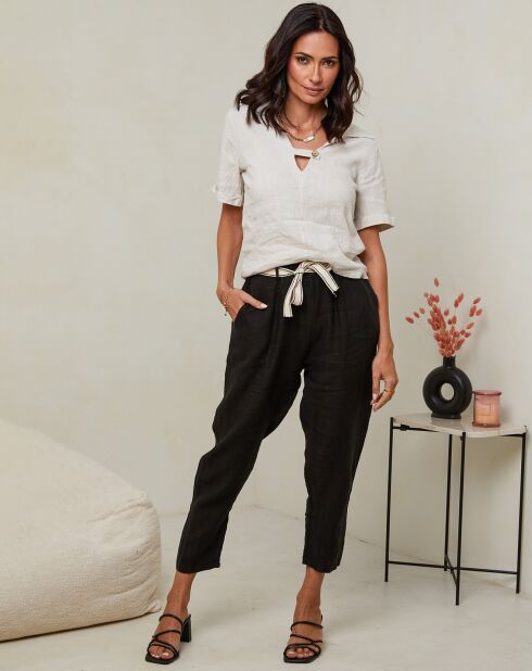 Top beige Mimie 100% lino