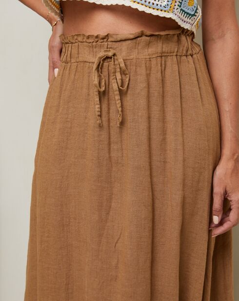 Kamelfarbener Nubia-Rock aus 100% Leinen