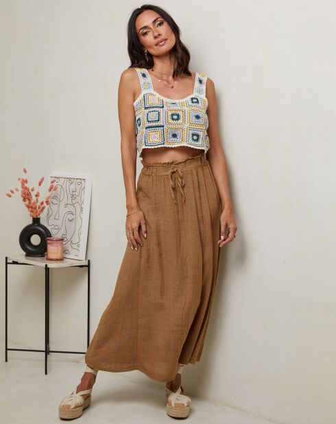 Kamelfarbener Nubia-Rock aus 100% Leinen