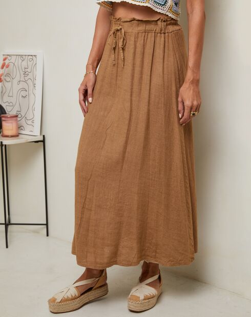 Kamelfarbener Nubia-Rock aus 100% Leinen