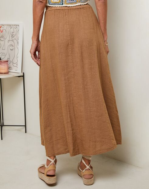 Kamelfarbener Nubia-Rock aus 100% Leinen