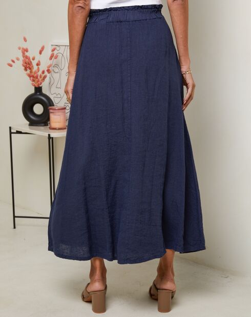 Marineblauwe rok van 100% linnen Nubia