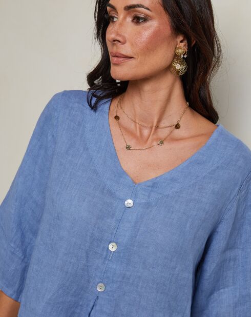 Top van 100% Indigo Siliana linnen