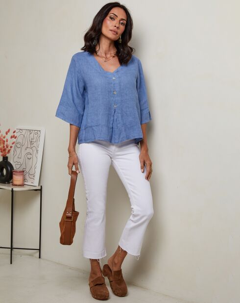 Top van 100% Indigo Siliana linnen