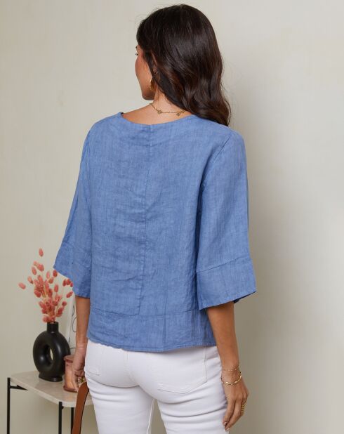 Top van 100% Indigo Siliana linnen