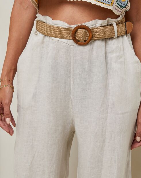 Laureannie beige broek van 100% linnen