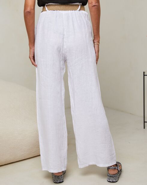 Laureannie witte broek van 100% linnen