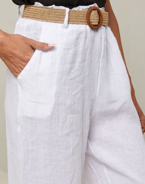 Laureannie witte broek van 100% linnen