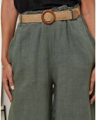 Pantalon 100% Lin Laureannie kaki