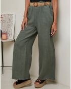 Pantalon 100% Lin Laureannie kaki