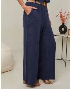Pantalon 100% Lin Laureannie marine