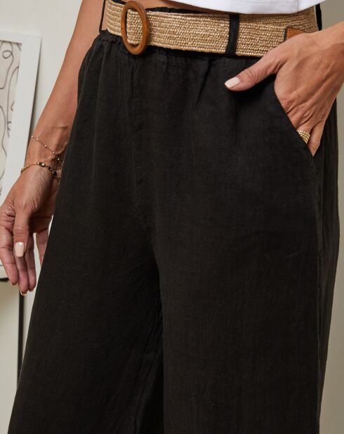 Laureannie zwarte broek van 100% linnen
