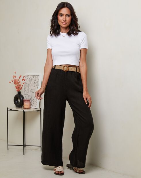 Laureannie zwarte broek van 100% linnen