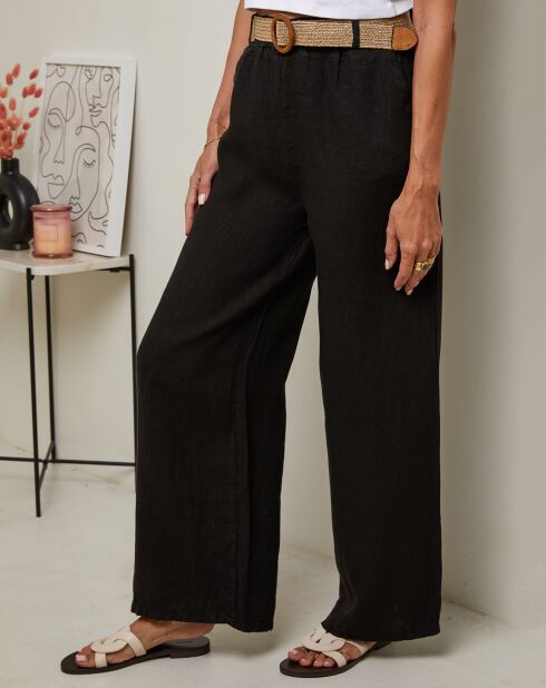 Laureannie zwarte broek van 100% linnen