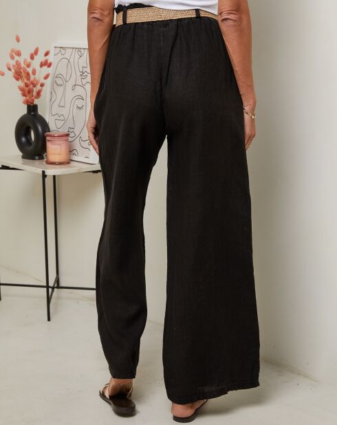 Laureannie zwarte broek van 100% linnen