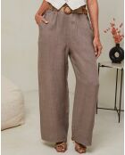 Pantalon 100% Lin Laureannie taupe