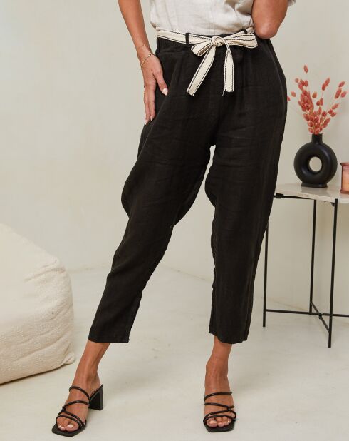Mary zwarte broek van 100% linnen