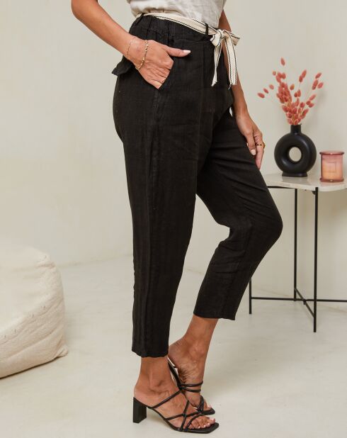Mary zwarte broek van 100% linnen