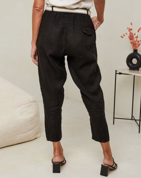 Mary zwarte broek van 100% linnen