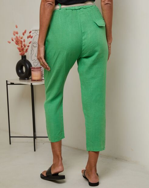 Mary groene broek van 100% linnen