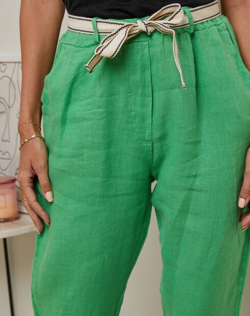 Pantalon 100% Lin Mary vert