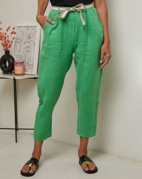 Mary groene broek van 100% linnen