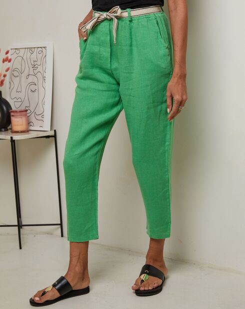 Mary groene broek van 100% linnen