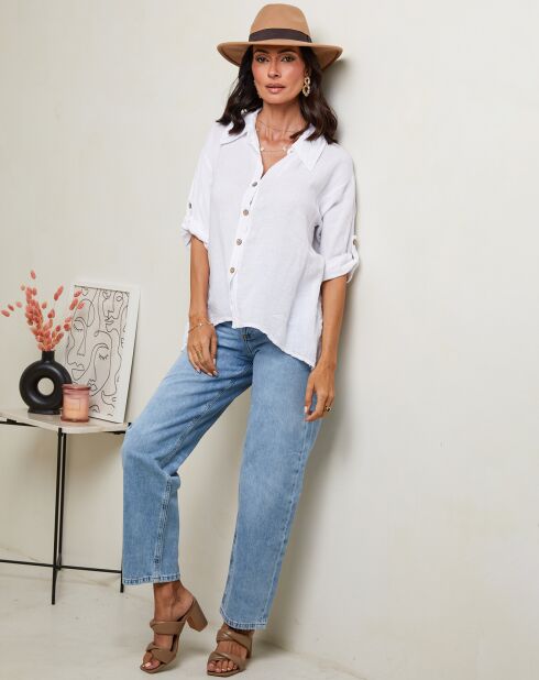 Imani wit overhemd van 100% linnen