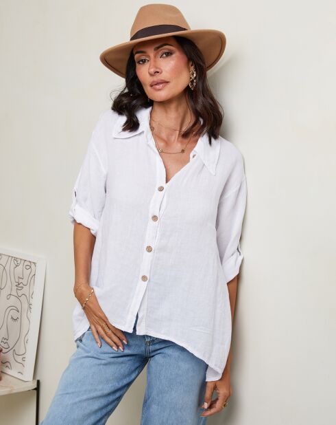 Imani wit overhemd van 100% linnen