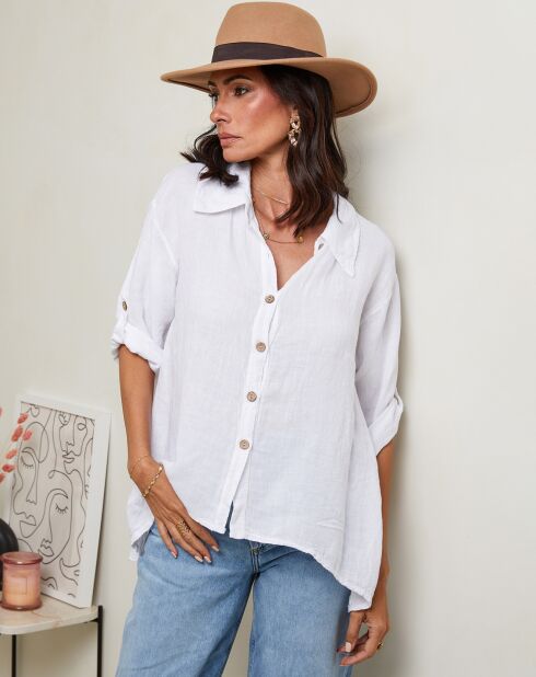 Imani wit overhemd van 100% linnen