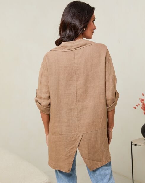 Camel Imani overhemd van 100% linnen