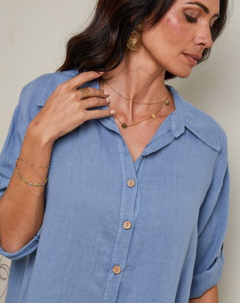 Indigo Imani overhemd van 100% linnen