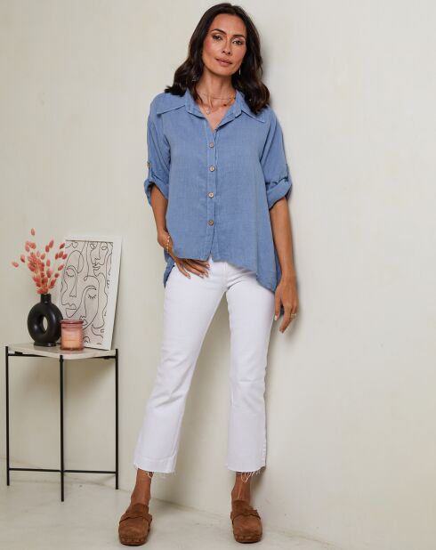 Indigo Imani overhemd van 100% linnen