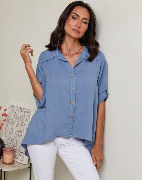 Indigo Imani overhemd van 100% linnen