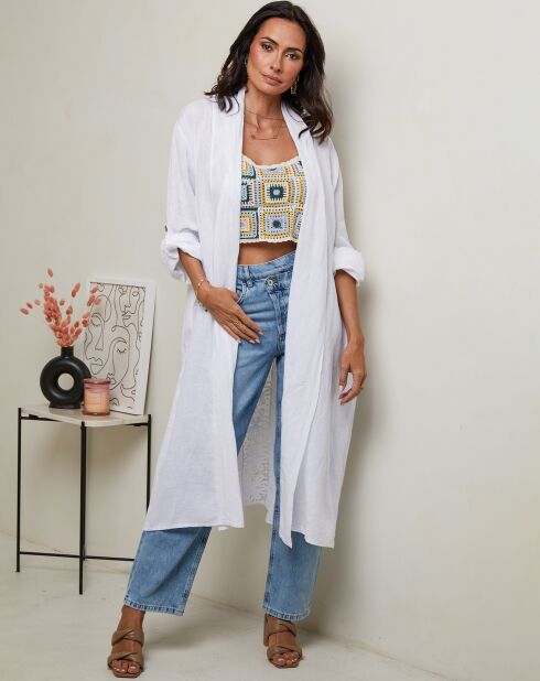 Gilet 100% Lin Tehani blanc