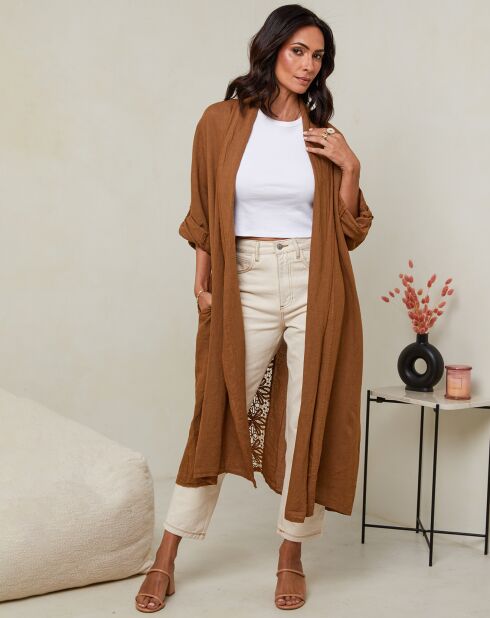 Gilet 100% Lin Tehani camel