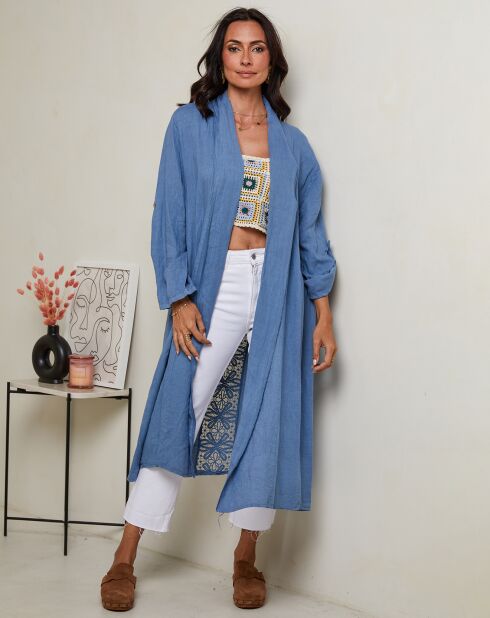 Gilet 100% Lin Tehani indigo