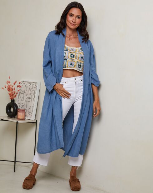 Gilet 100% Lin Tehani indigo
