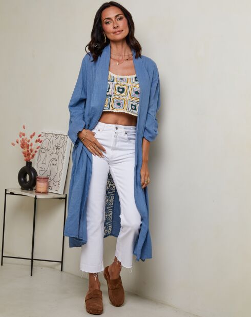 Gilet 100% Lin Tehani indigo