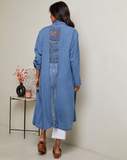 Gilet 100% Lin Tehani indigo